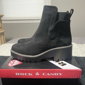 New without tags. Rock & Candy Black Rubber Sole Ankle Boots Size 8.5